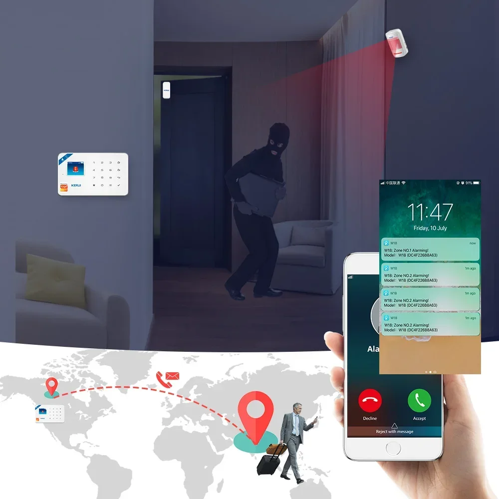 Home Security Cameras Wireless - KERUI W181 Tuya Smart APP Home