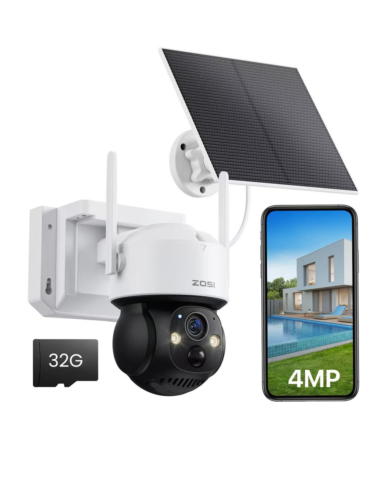Camera Solar Wireless - Outdoor Solar PTZ Security Camera 4MP