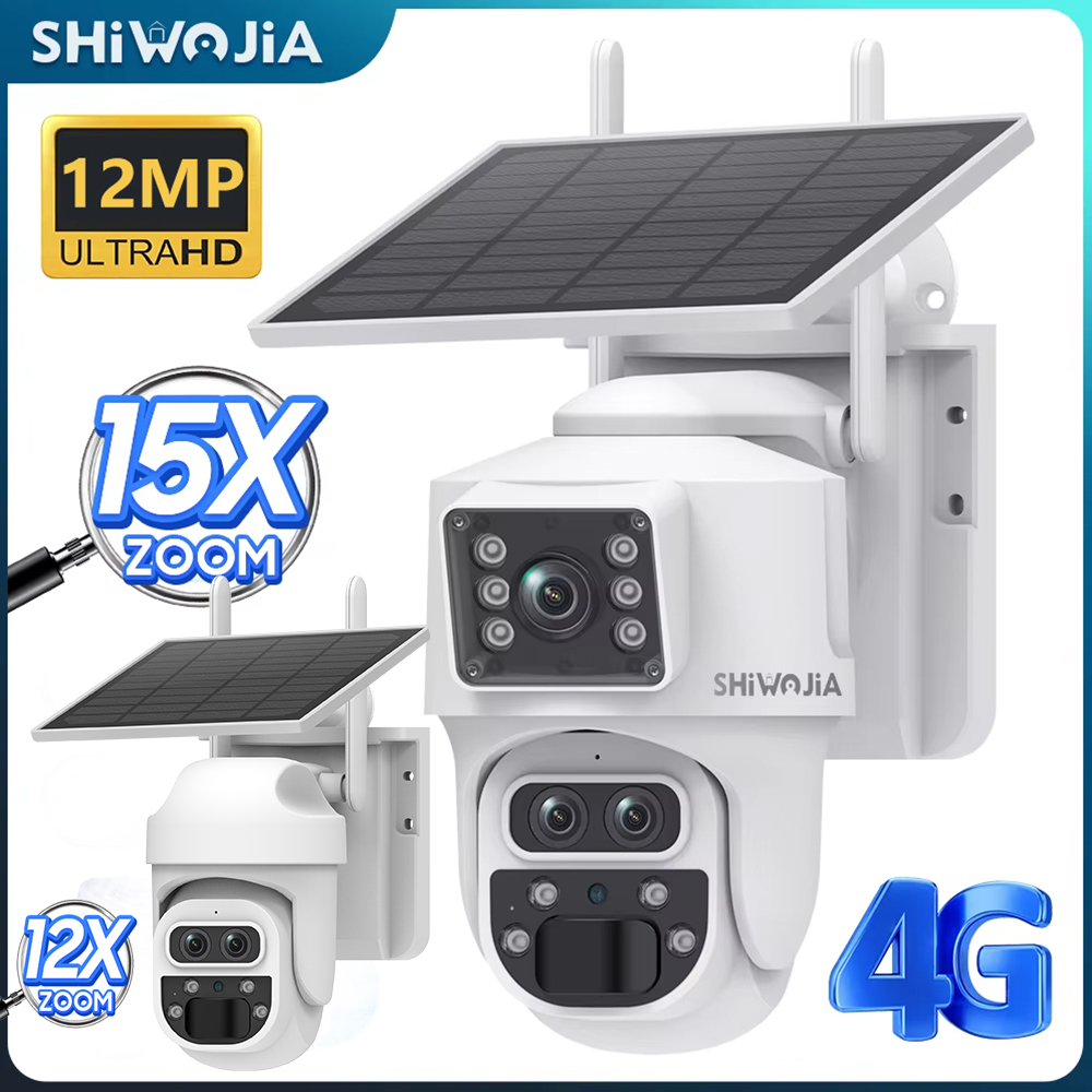 SHIWOJIA 12MP 6K 15X Zoom Sola - Camera Solar Wireless 评论和价格