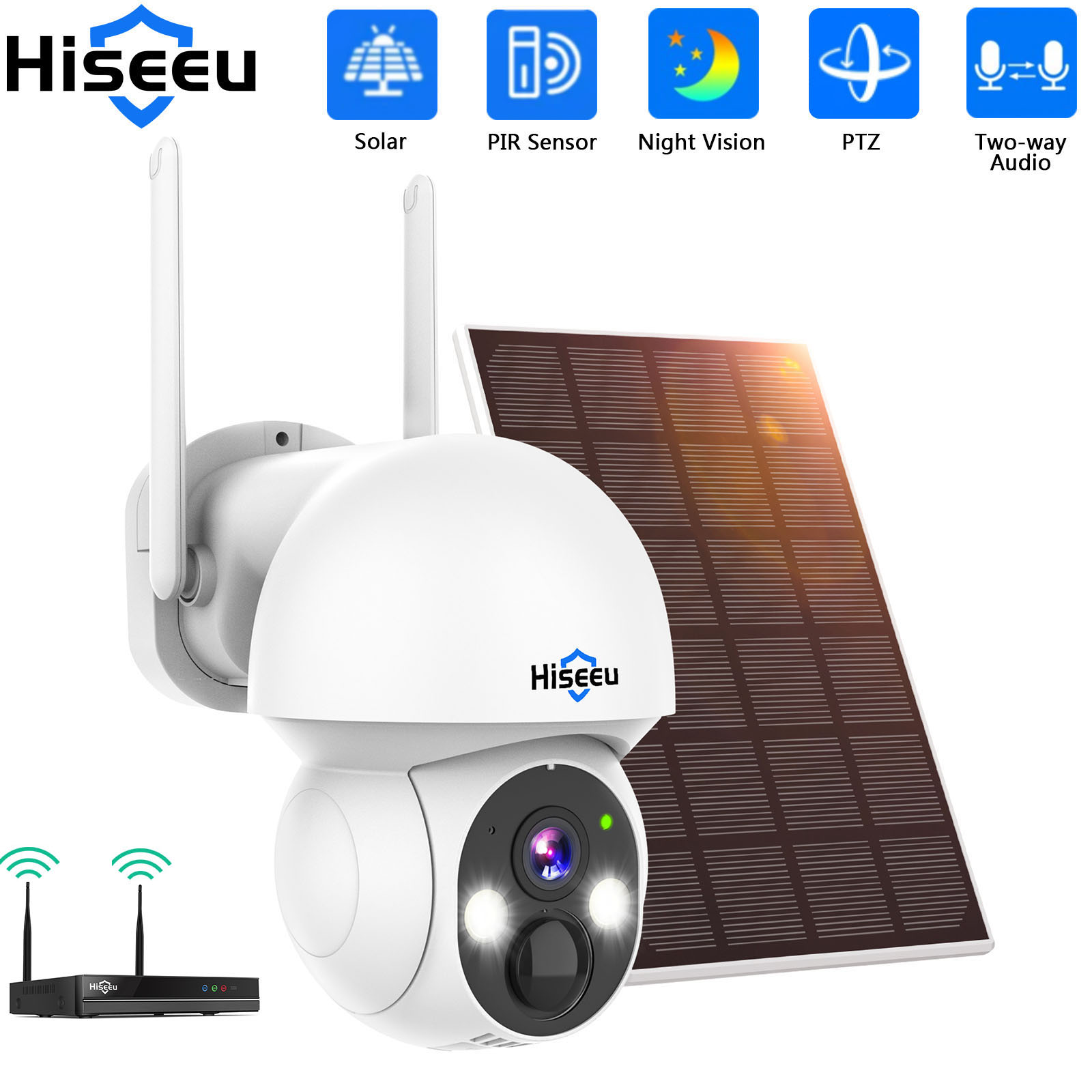 Hiseeu 2K 4MP WIFI PTZ Solar I - Camera Solar Wireless 评论和价格