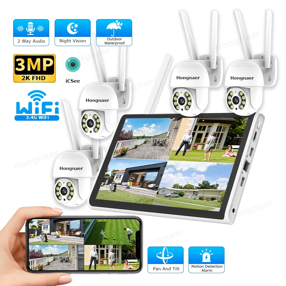 2026 Hongnaer 3MP 4 Channel Wi - Home Security Cameras Wireless 评论和价格