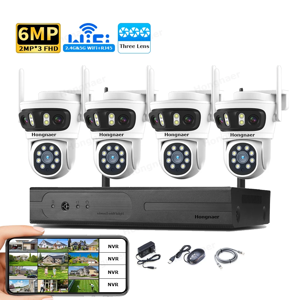 2026 Hongnaer 6MP 4CH 3 Lens 2 - Home Security Cameras Wireless 评论和价格