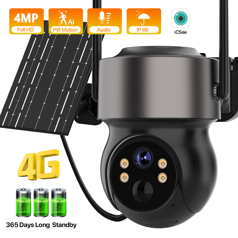 4MP 4G SIM Solar Battery Power - Home Security Cameras Wireless 评论和价格
